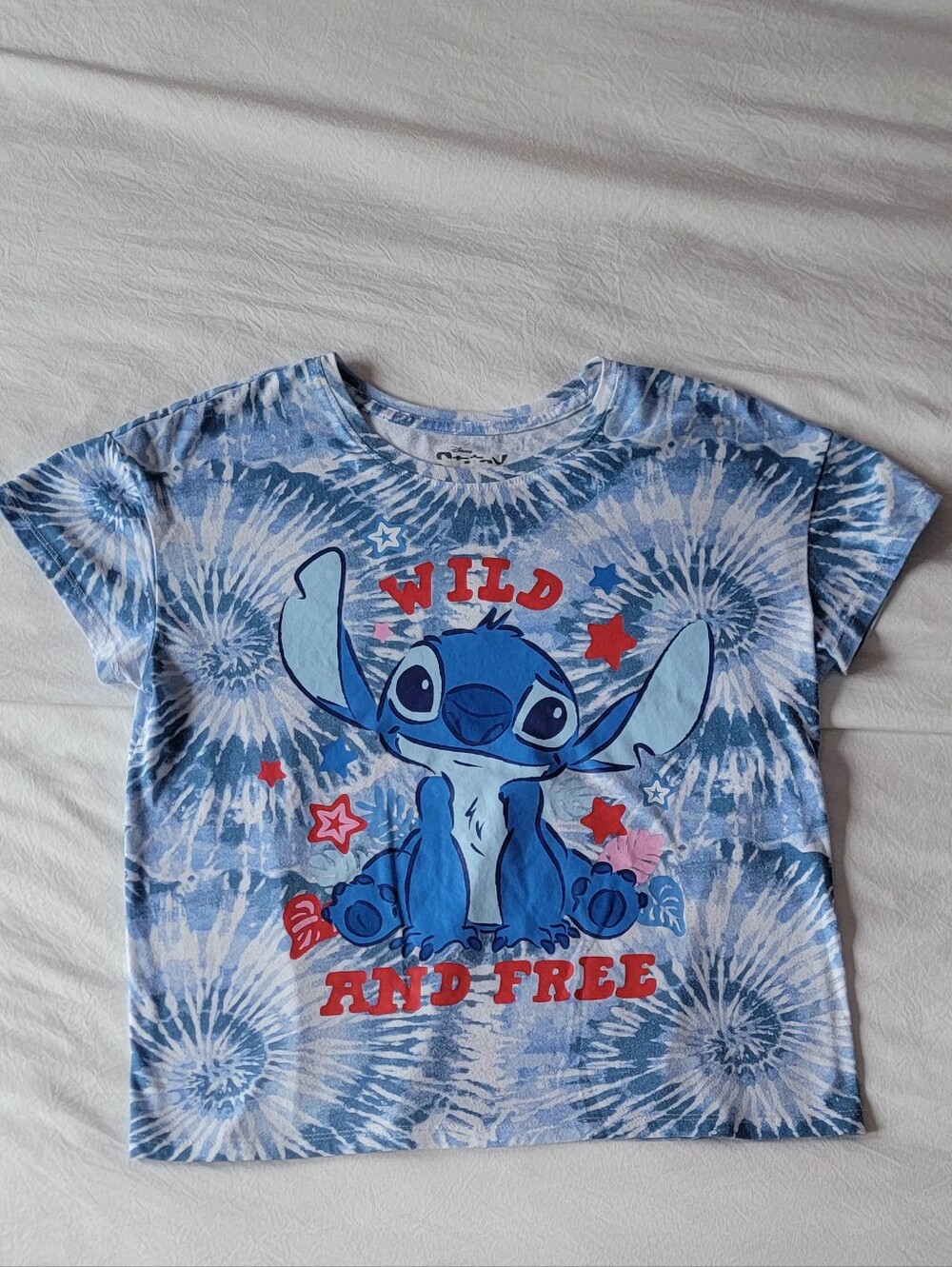 Disney Blue Tie-Dye Lilo & Stitch 'Wild and Free' Kids Tee